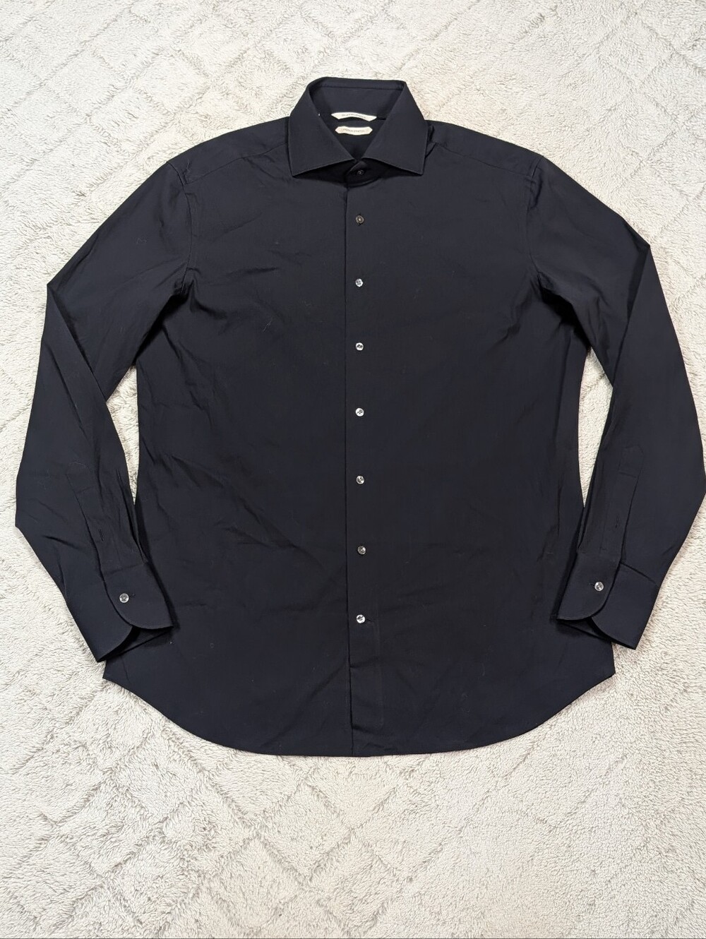 Suitsupply Shirt Mens 42/16.5 Black Cotton Stretch Tailored Fit Formal Dress